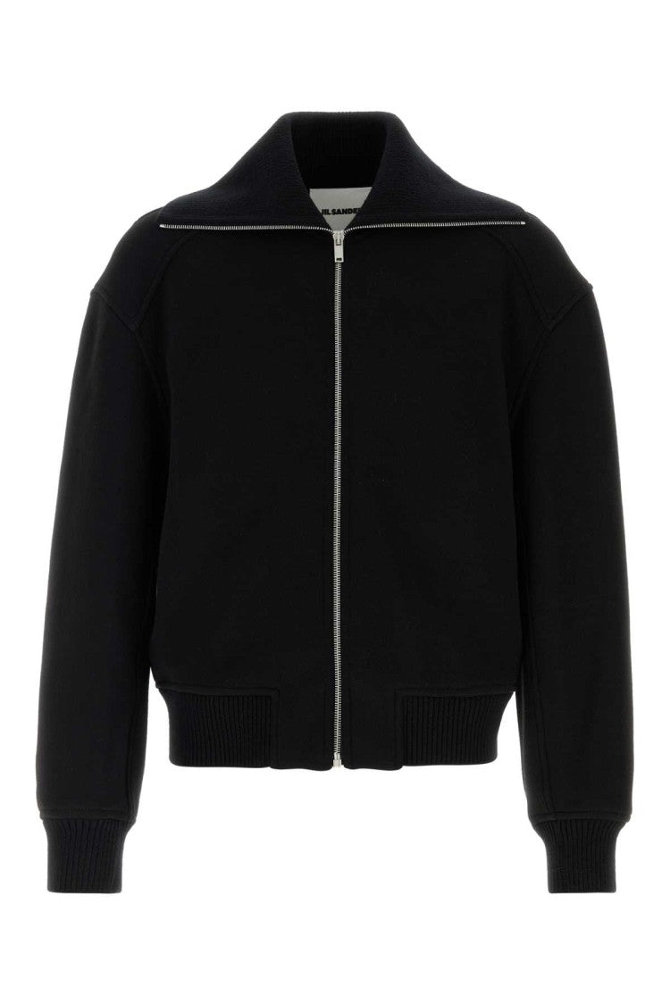 Jil Sander Black Wool Blend Bomber Jacket