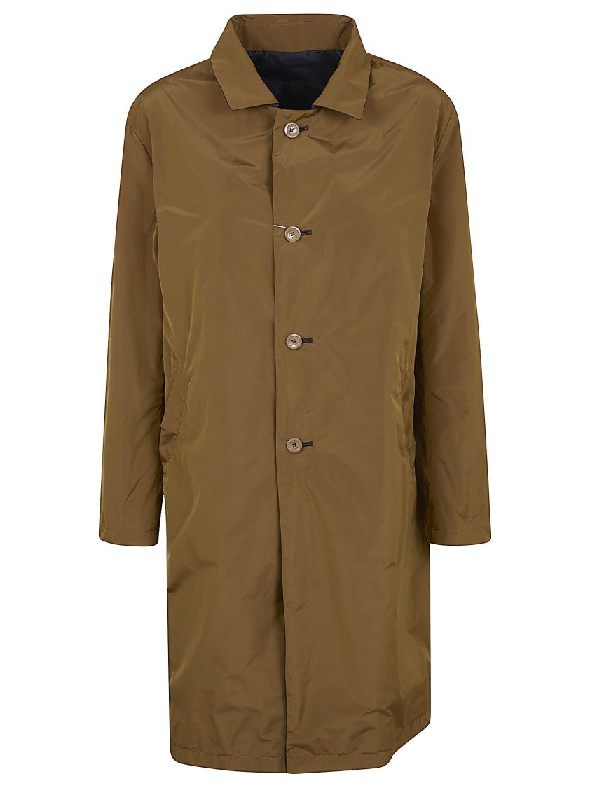 Herno Reversible Blue Polyester Jacket With Design