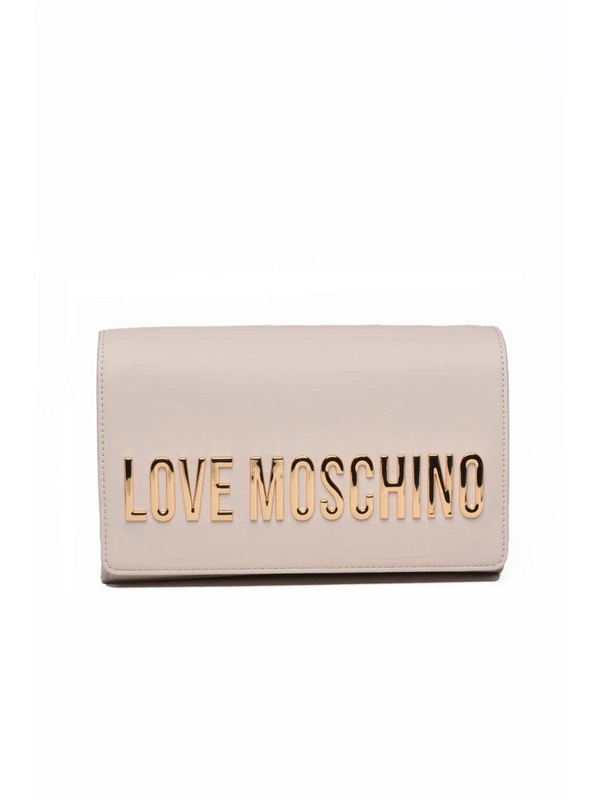 Love Moschino Crossbody Bag With Metallic Lettering And Chain Strap