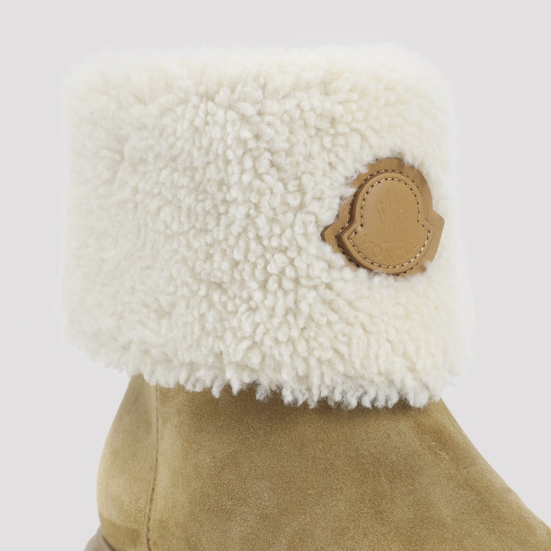 Moncler Camel Beige Real Leather Aurea Mid Ankle Boots