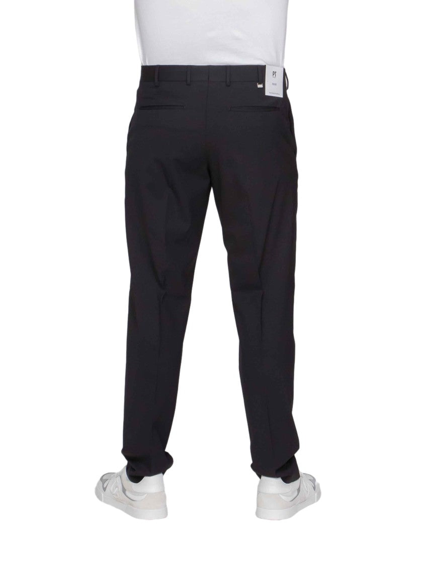 Pt Torino Tailored Black Trousers With Straight Leg And Minimalist Appeal