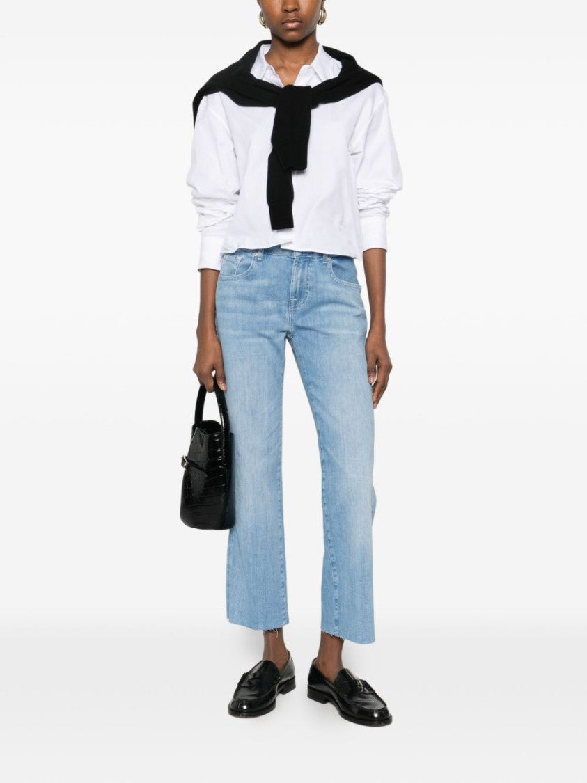 Seven Cropped Wide-Leg Jeans With Mid-Rise Waist And Faded Effect