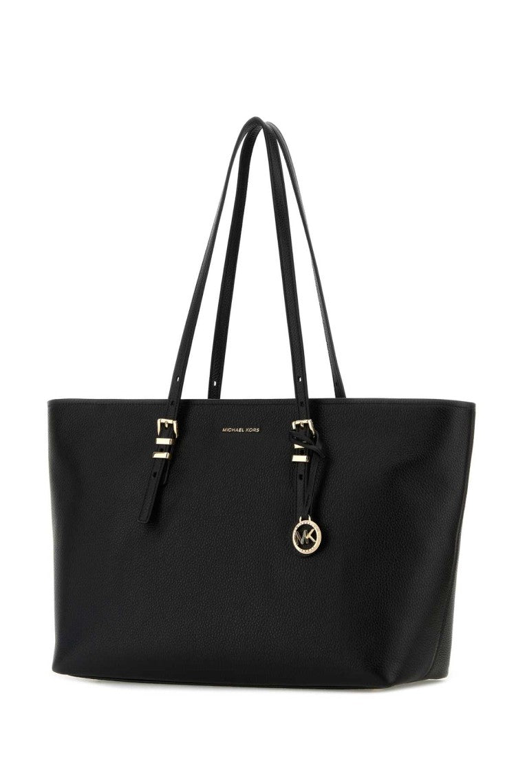 Michael Michael Kors Black Leather Large Quinn Shopping Bag
