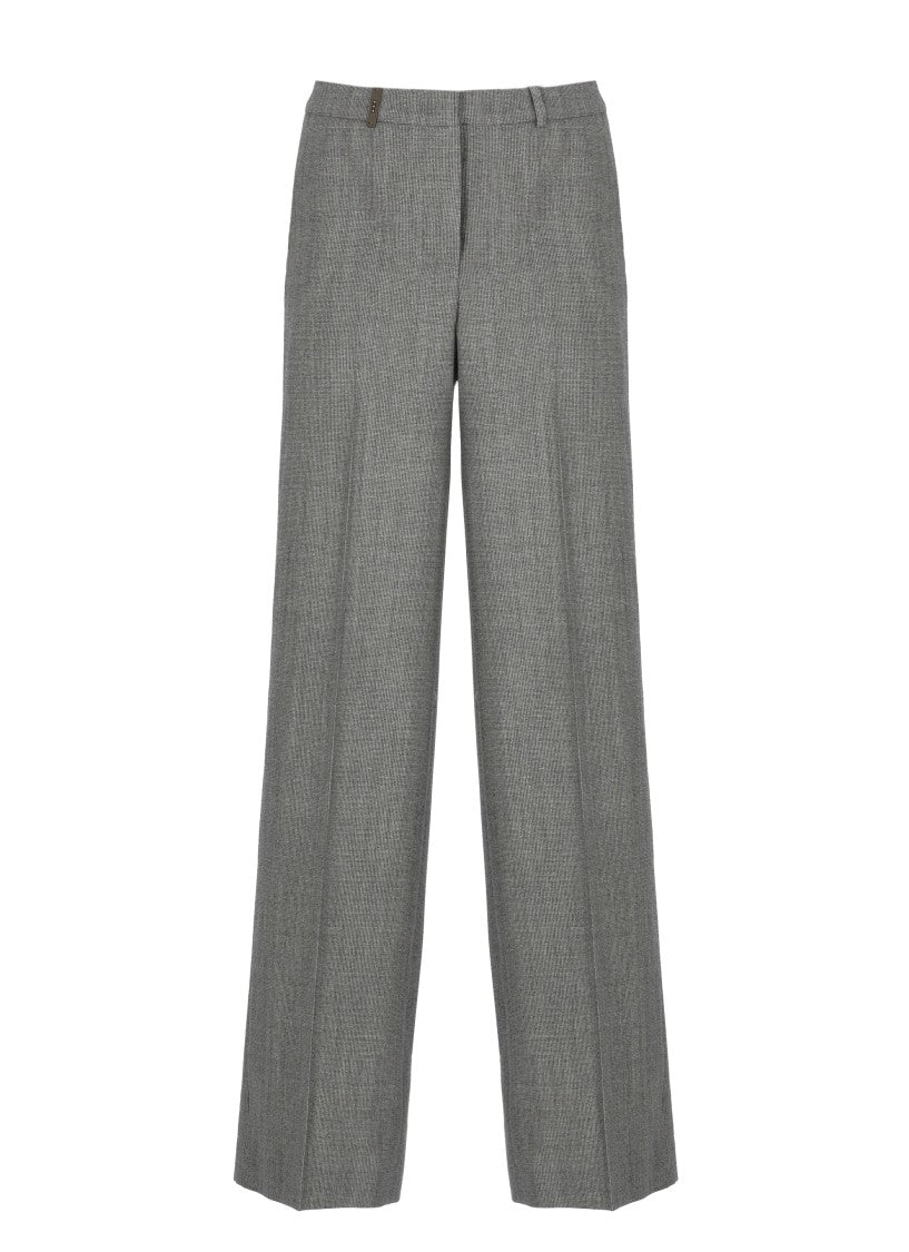 Peserico Wide-Leg Glitter Fabric Pants With Textured Design