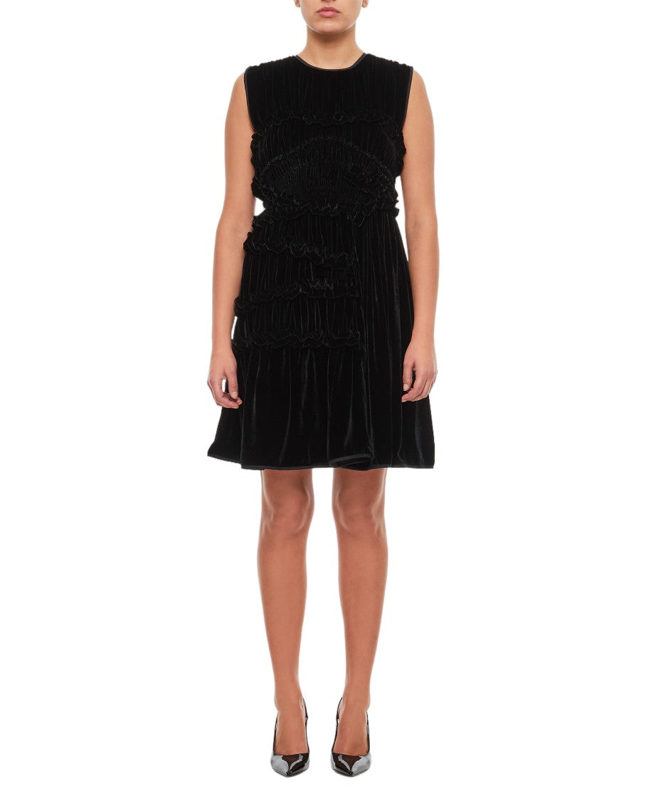 Cecilie Bahnsen Sleeveless Velvet Dress With Ruffle Detailing