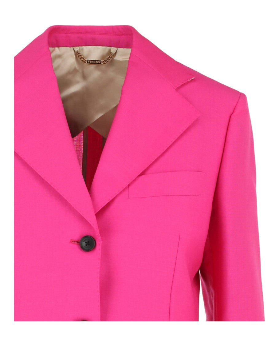 Versace Mohair Blend Blazer With Notched Lapel And Relaxed Fit