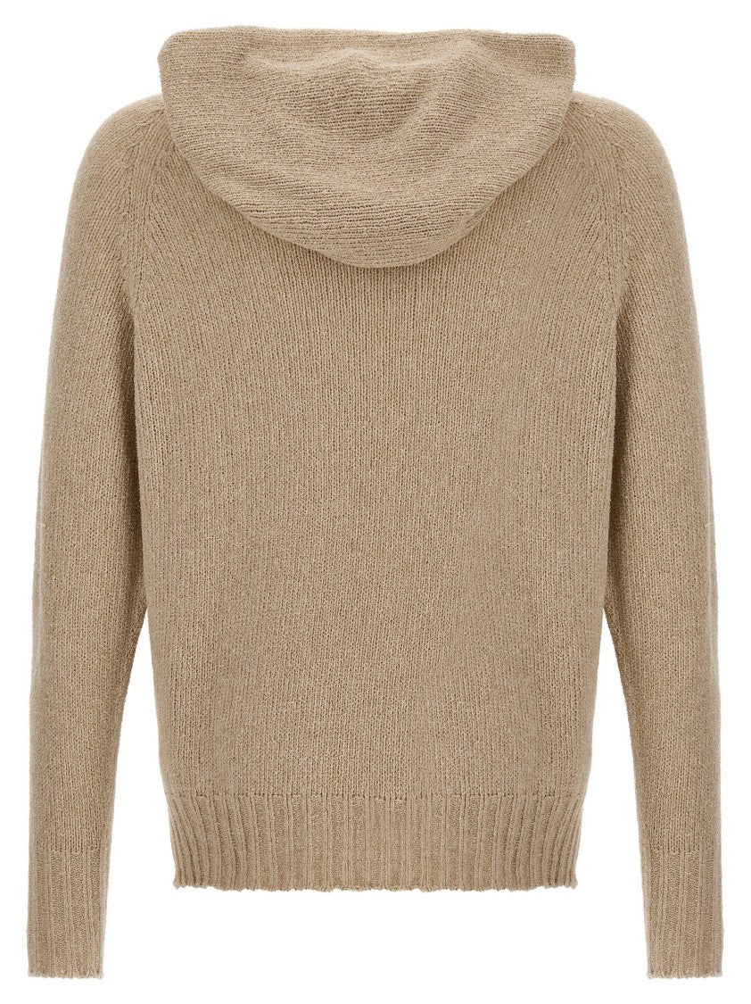 Ma'ry'ya Cashmere Blend Wool Hooded Sweater With Side Splits And Cuffed Sleeves
