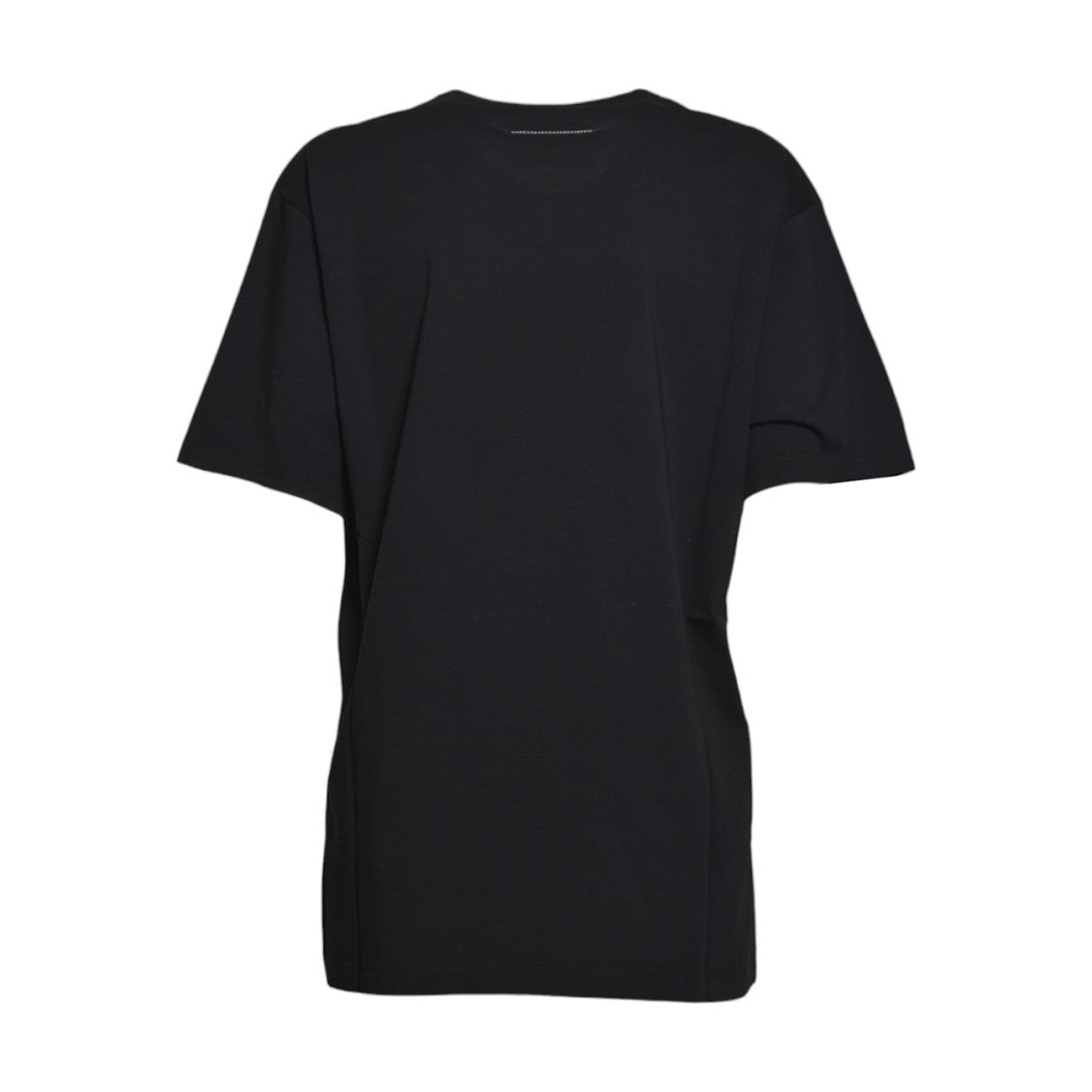 Mm6 By Maison Margiela Minimalist Black Cotton T-Shirt With Subtle Design