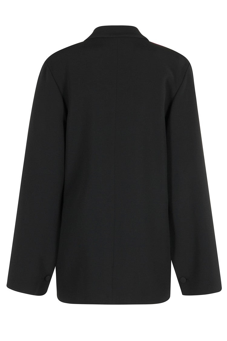 Alberta Ferretti Loose-Fit Black Blazer With Lapel Neckline