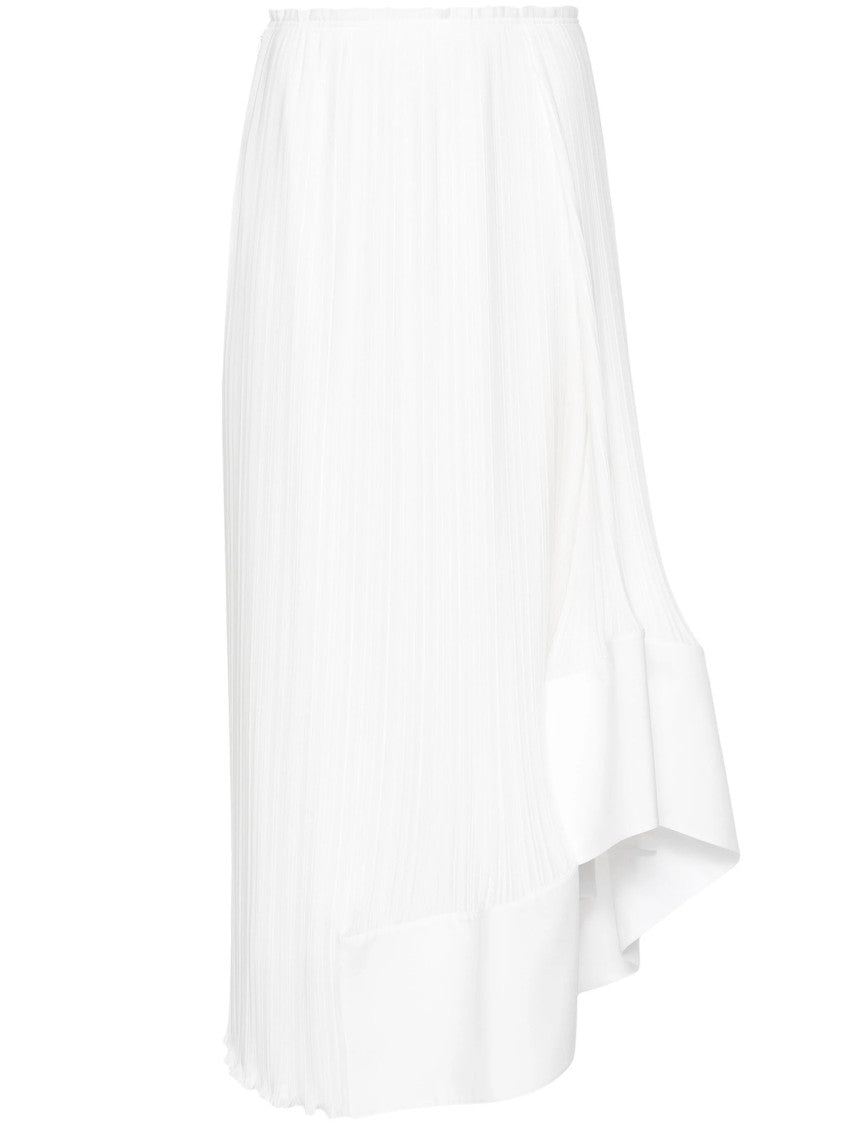 Lanvin Pleated Midi Skirt With Asymmetrical Hemline And Flowing Silhouette