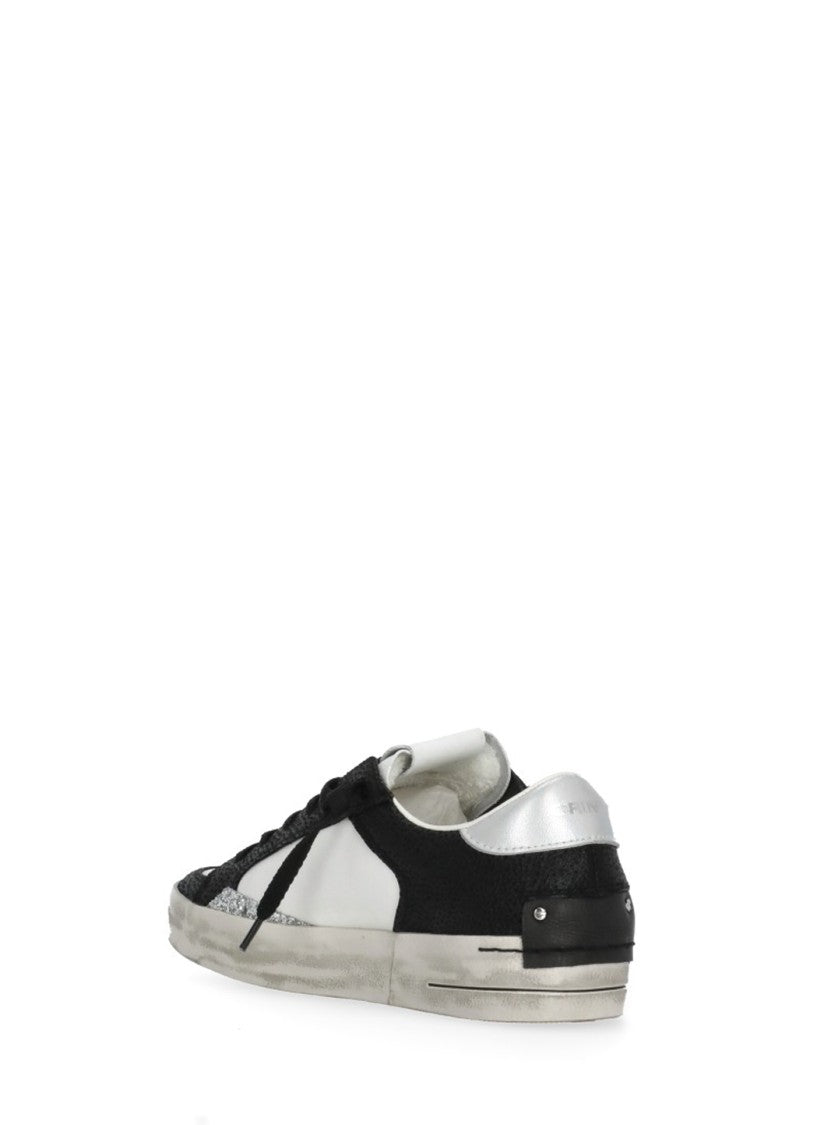 Crime London White Sk8 Deluxe Glitter Sneakers