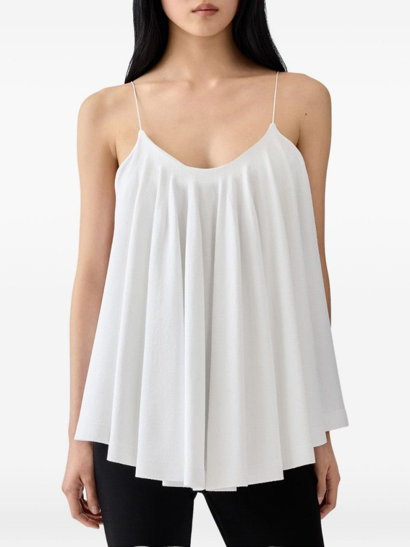 Jacquemus White Pleated Open Back Flowy Top