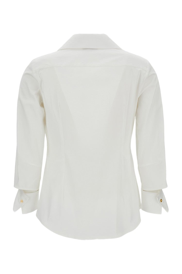 Elisabetta Franchi Structured Cotton Top With Gold-Tone Charms And V-Neckline