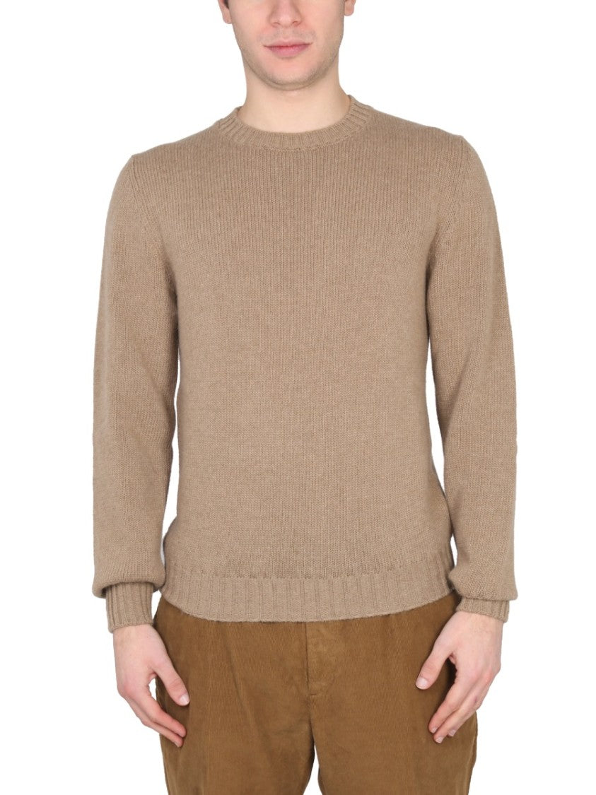Pt Torino Cross-Neck Ribbed Knit Sweater
