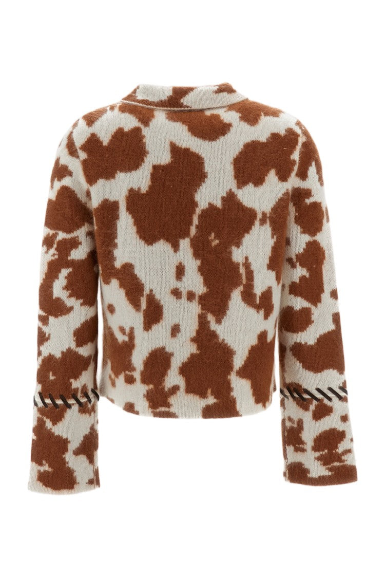 Guest In Residence White/Brown Grizzly Cowhide Cashmere Zip Jacket