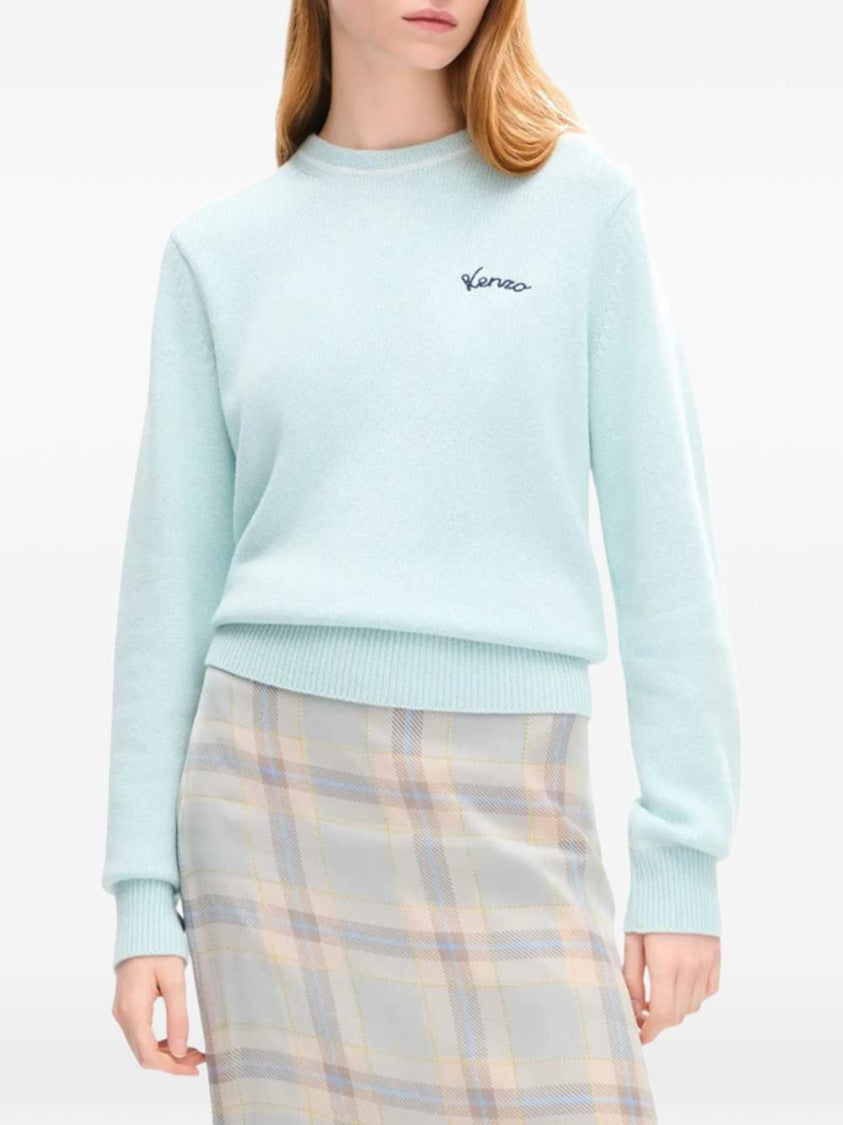 Kenzo Ribbed Knit Sweater - Light Blue