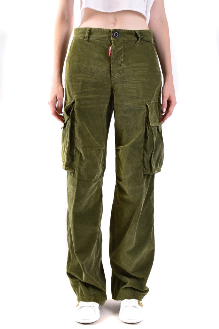Dsquared2 Olive Green Cargo Trousers Relaxed Fit