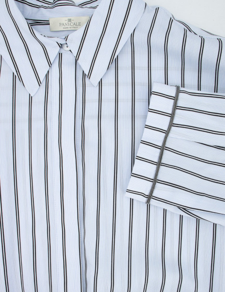 Panicale Striped Top With Classic Collar