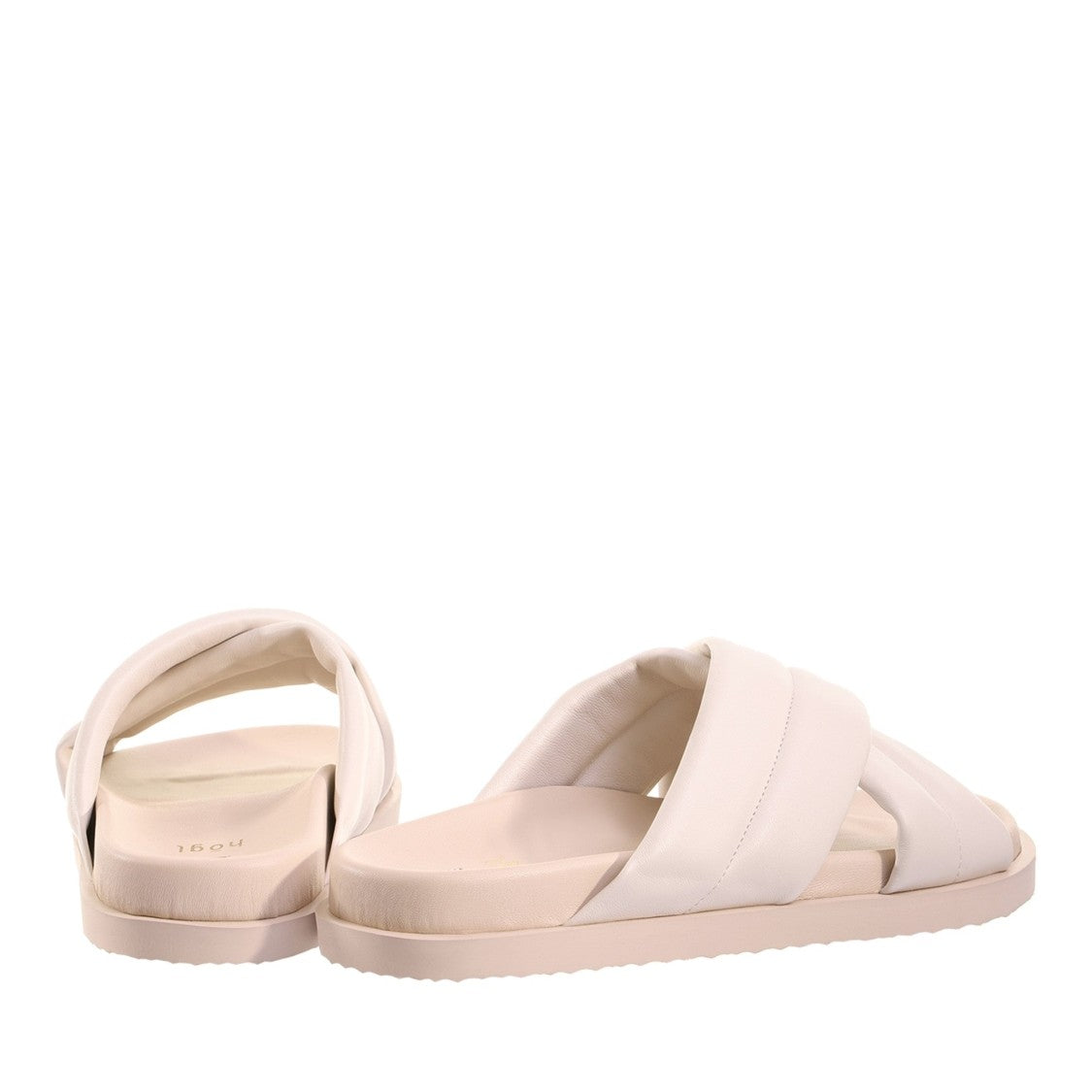 Högl Beige Tessa Padded Crisscross Leather Slippers