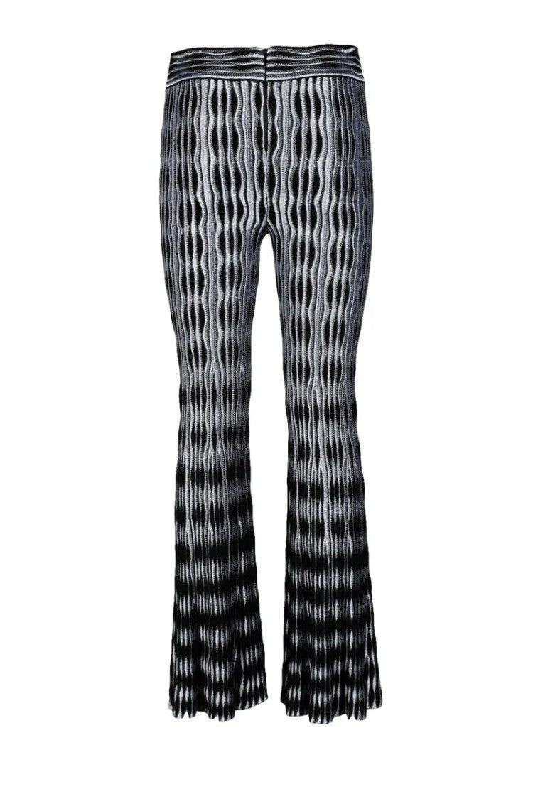 Antonino Valenti Black And White Vertical Wavy Pattern Trousers