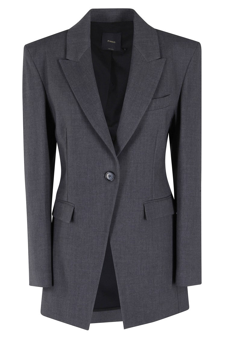 Pinko Tailored Dark Grey Blazer With Notched Lapels