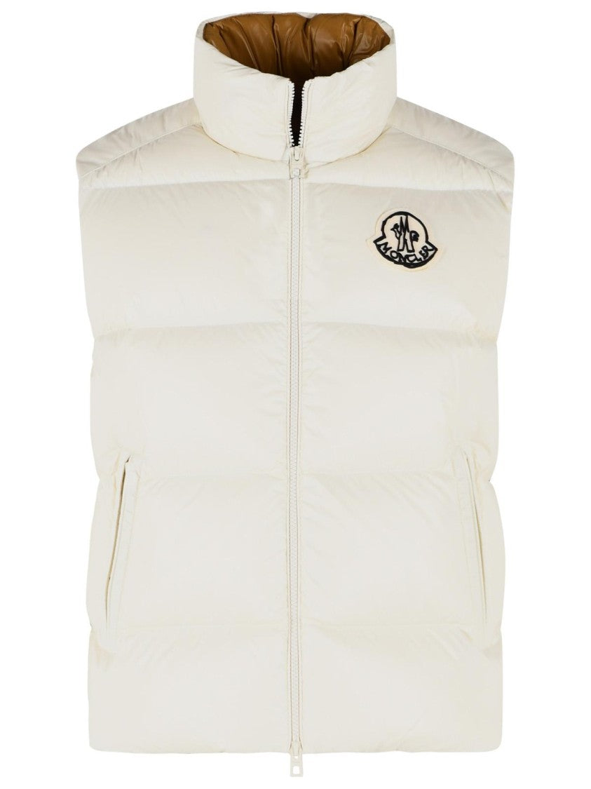 Moncler 'Belice' Padded Vest In Ivory White Polyamide