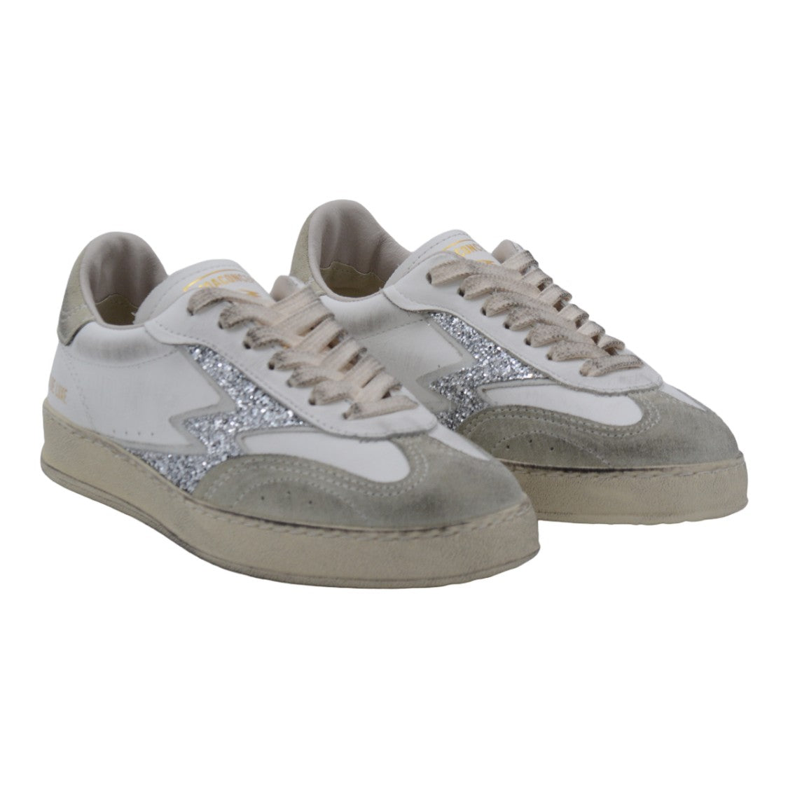Moaconcept Low-Top Sneakers With Silver Glitter Lightning Bolt