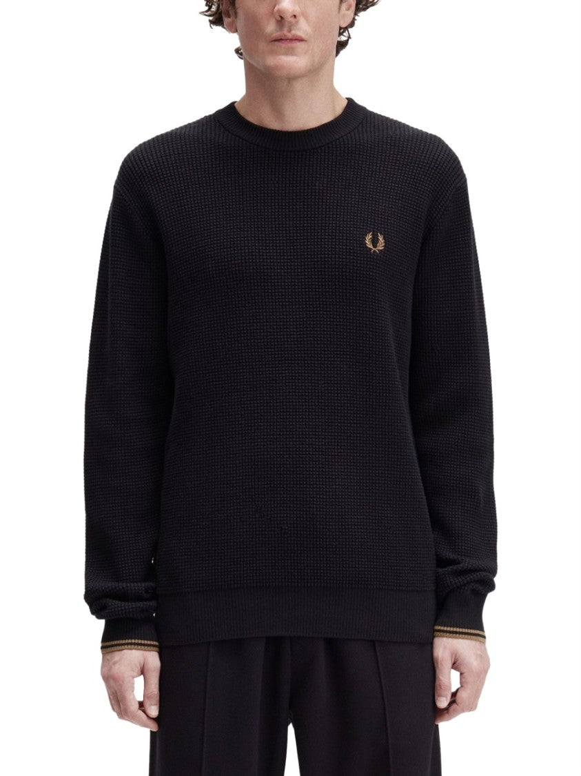 Fred Perry Textured Knit Sweater With Embossed Pattern