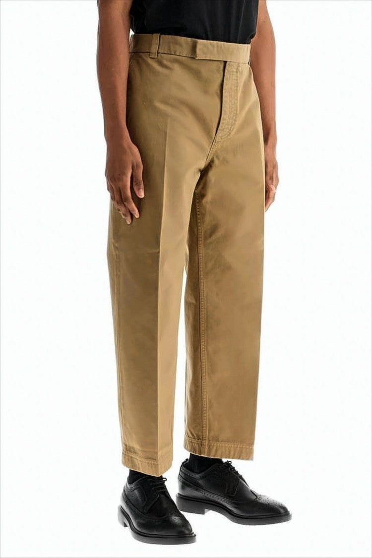 Thom Browne Straight Fit Cropped Pants With Relaxed Mid-Rise