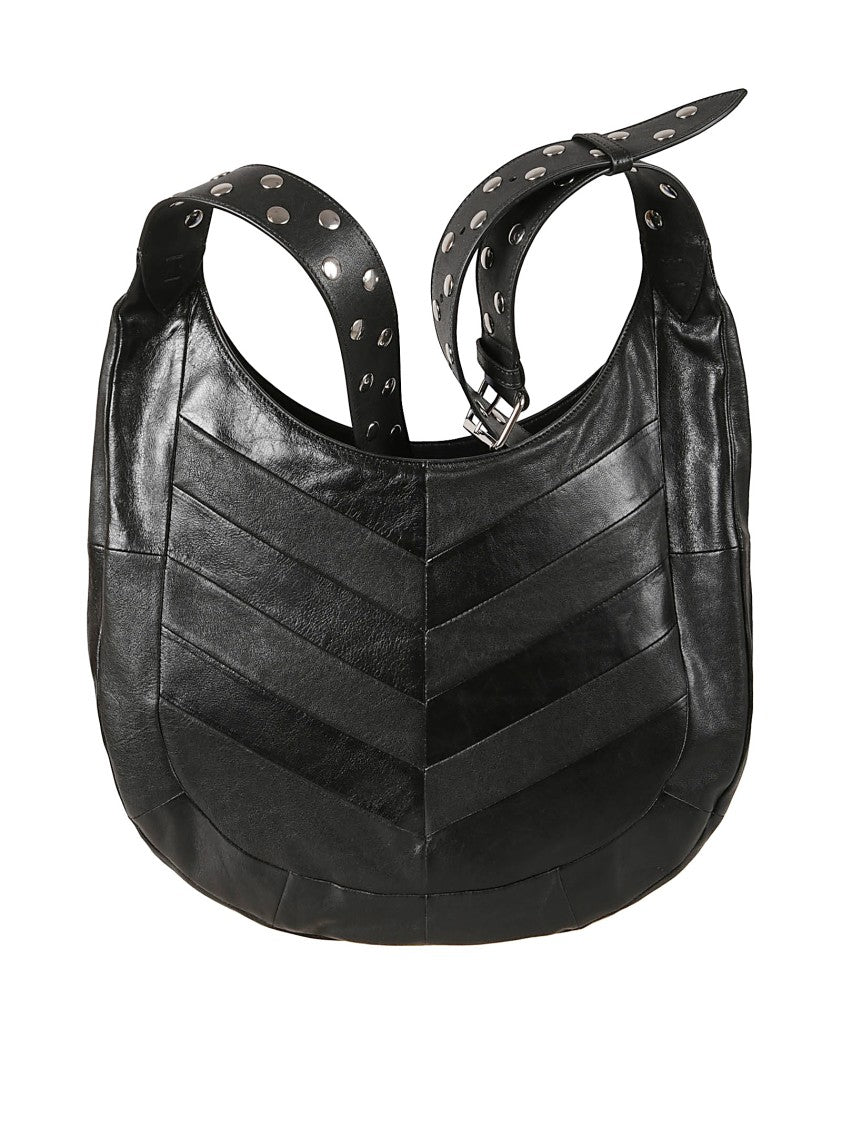Valentino Garavani Chevron Patchwork Black Nappa Leather Hobo Bag