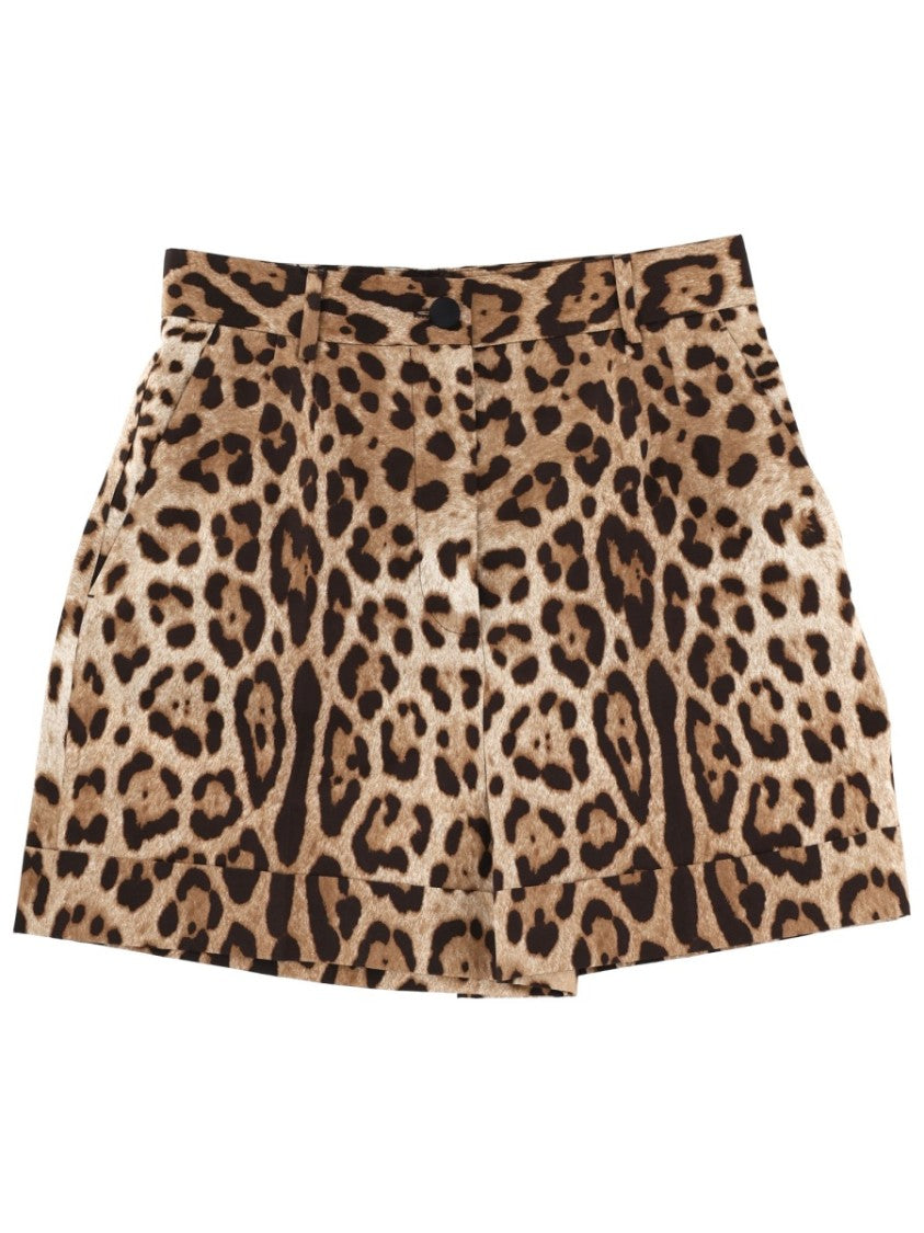 Dolce & Gabbana Multicolor Leopard Print Cotton Shorts