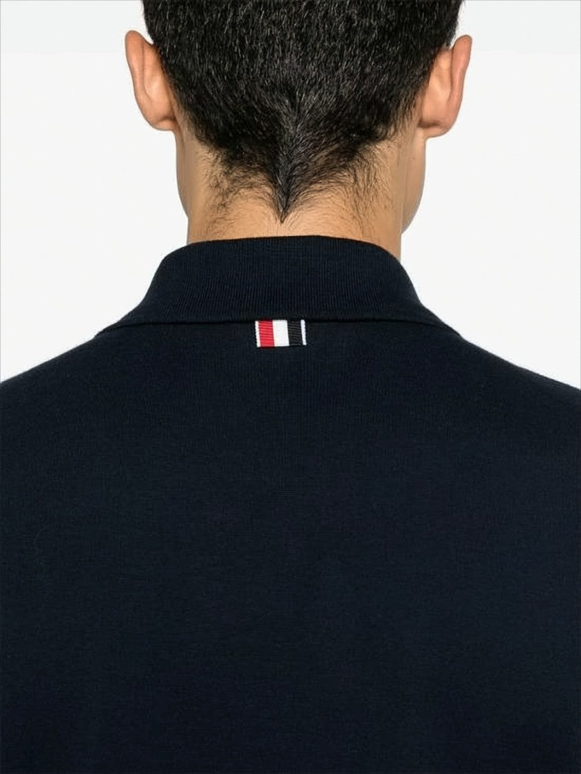 Thom Browne Classic Short-Sleeve Polo Shirt With Structured Collar And Tricolor Accents
