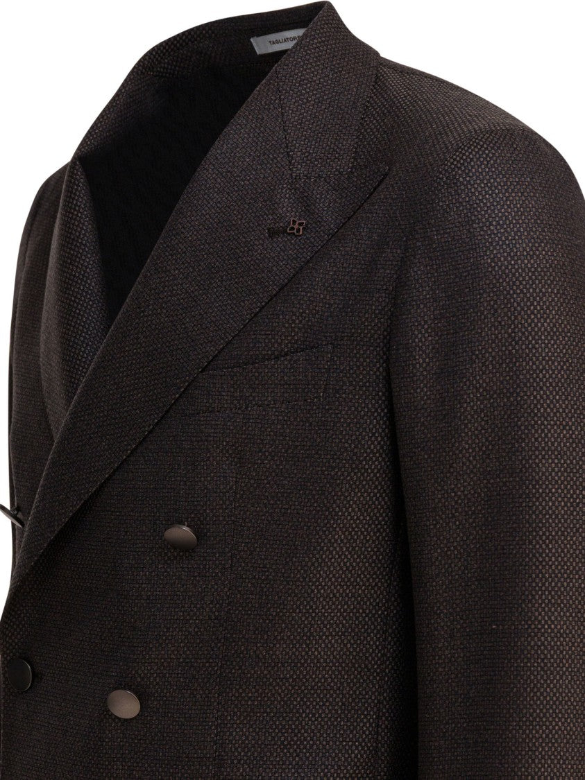 Tagliatore Textured Wool Double-Breasted Jacket With Wide Lapels