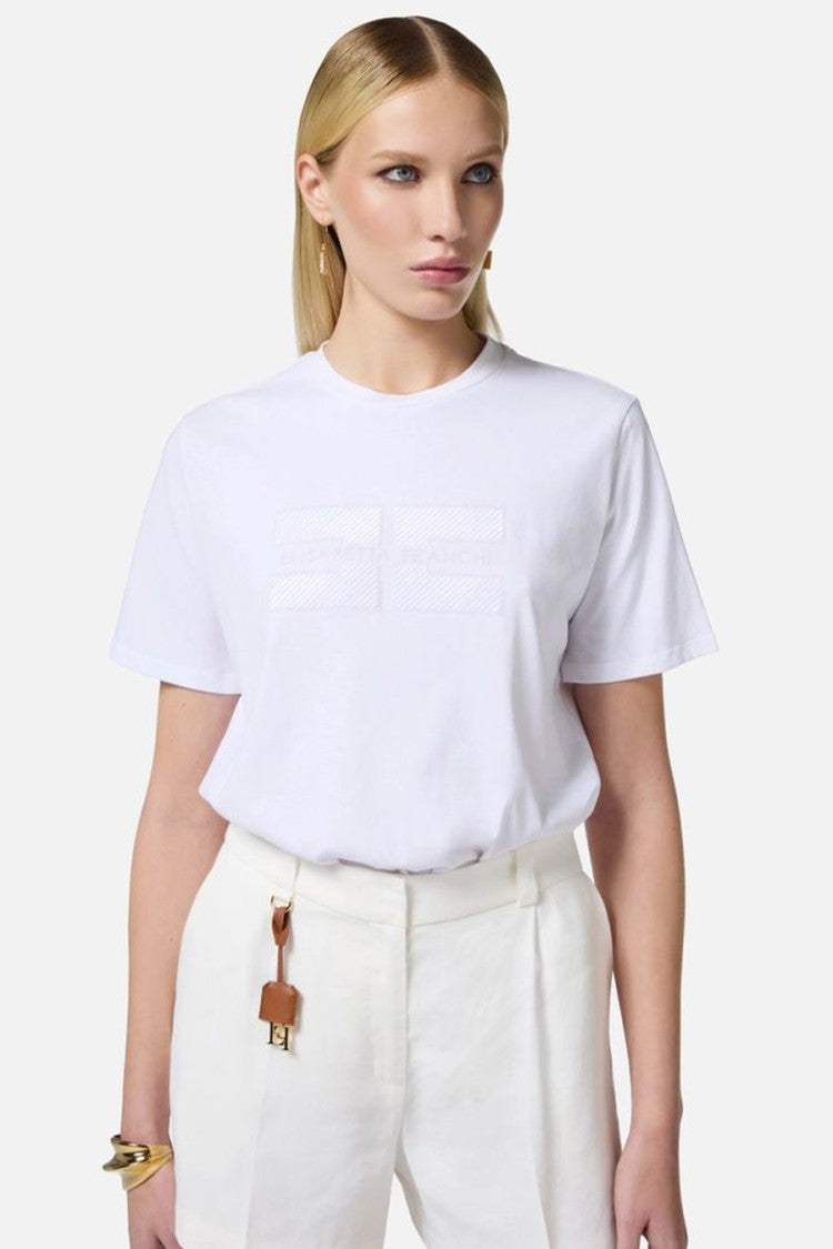 Elisabetta Franchi Chalk Cotton Knit Top
