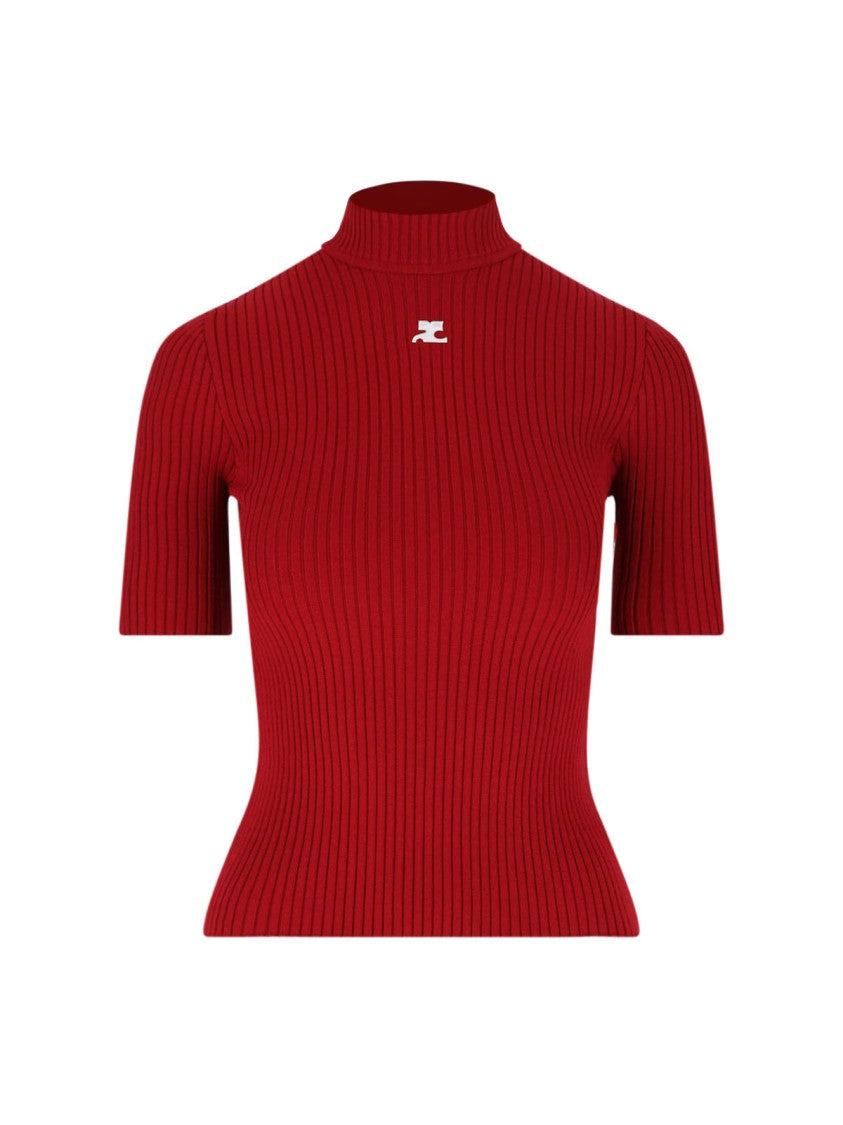 Courrèges "Reedition" Ribbed Top – Red