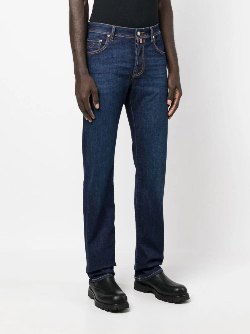 Jacob Cohen Embroidered-Logo Straight-Leg Jeans