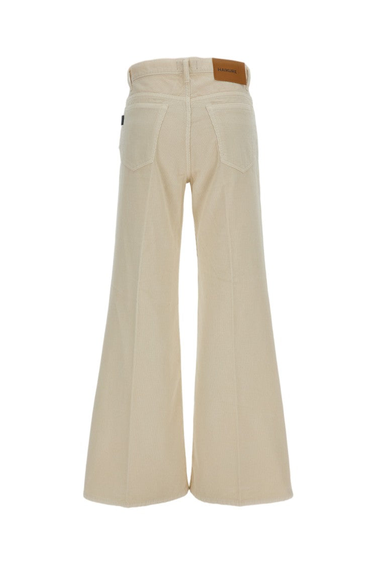 Haikure White Clara Velvet Straight Leg Trousers