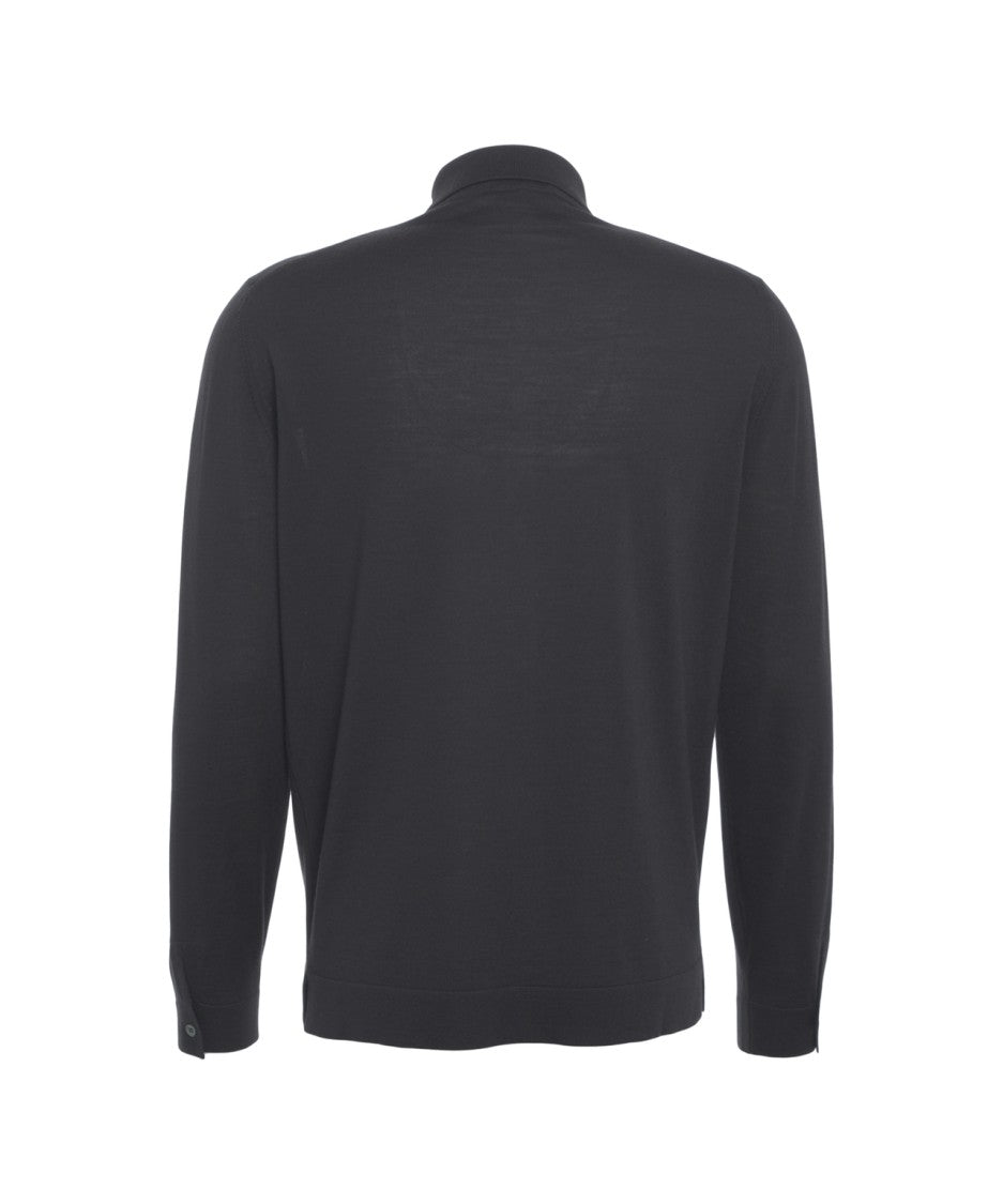 Gender Virgin Wool Knitted Shirt With Classic Collar And Button Closure