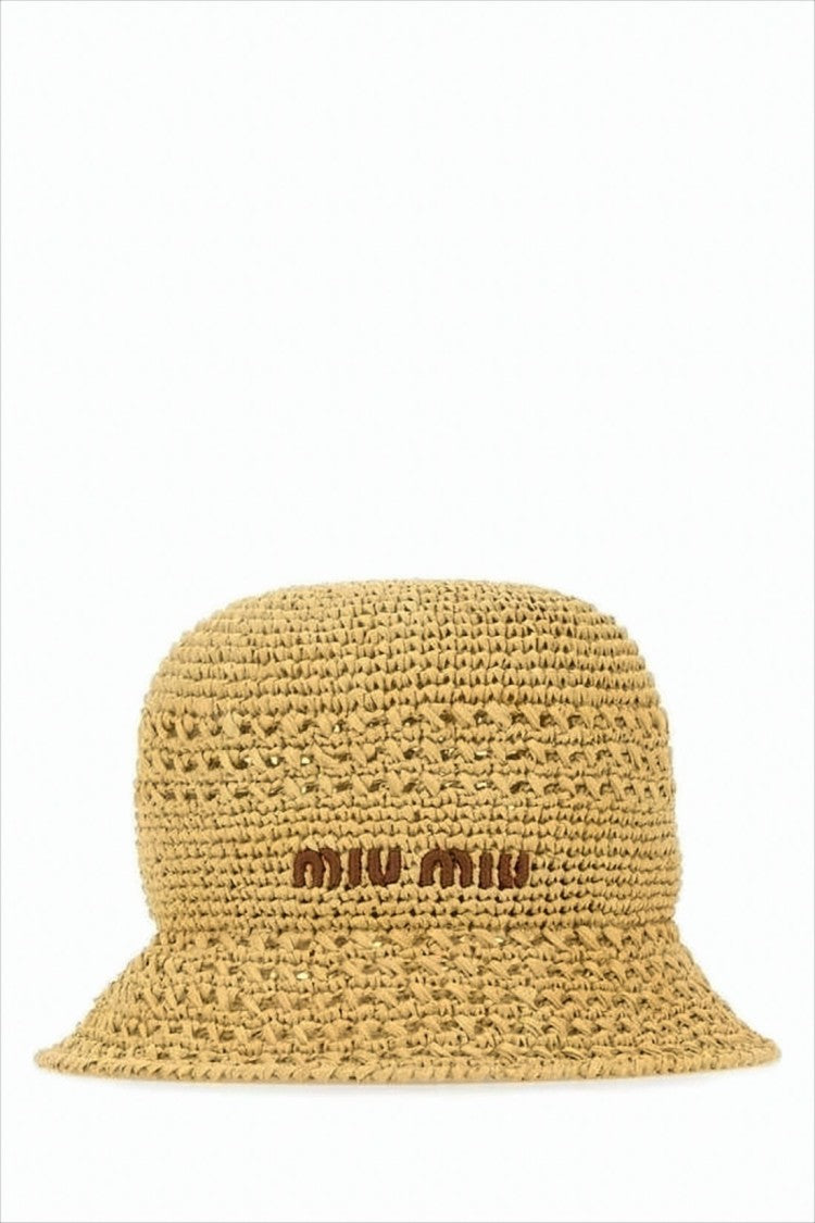 Miu Miu Natural Fiber Woven Bucket Hat