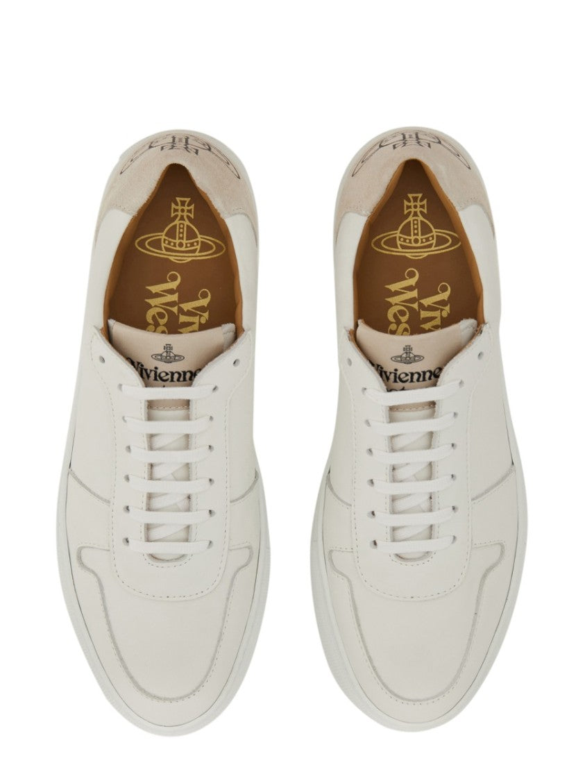 Vivienne Westwood White Leather Sneakers With Embossed Logo