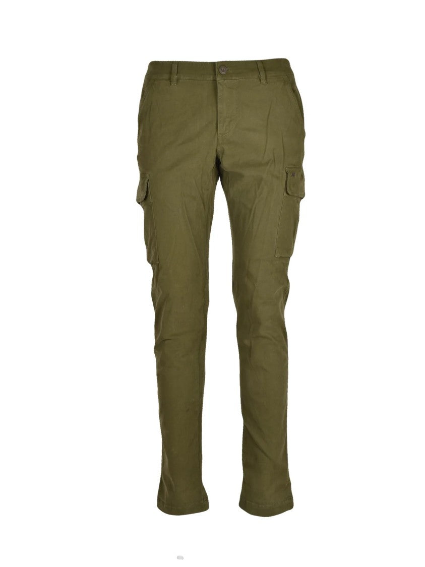 Mason's Military Green Stretch Modal-Blend Slim-Fit Pants