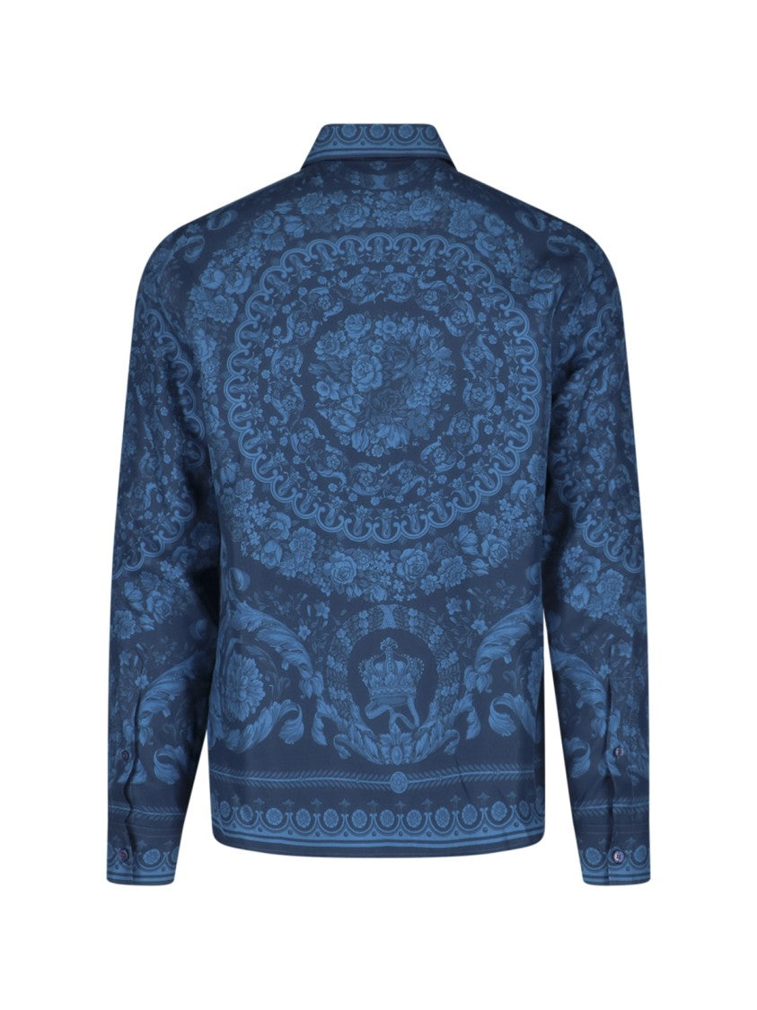 Versace "Barocco" Silk Shirt – Blue