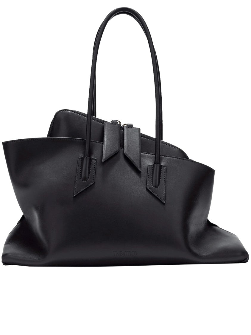 The Attico La Passeggiata Medium Calf Leather Top Handle Bag - Black