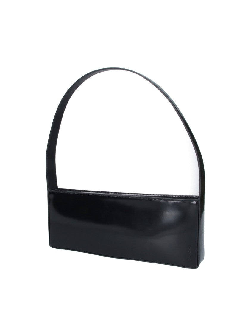 Jil Sander Black Glossy Calfskin Structured Handle Shoulder Bag