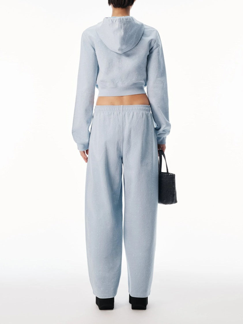 Alexander Wang Grey Crystal Logo Elasticated Cotton Pants