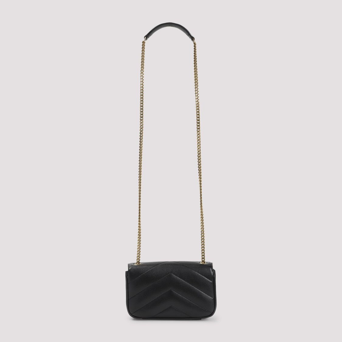 Saint Laurent Chevron-Quilted Black Lambskin Shoulder Bag With Logo Detail