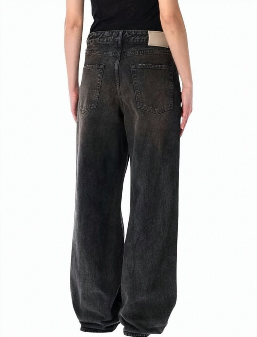 Our Legacy Relaxed Wide-Leg Denim Pants With Faded Black Wash