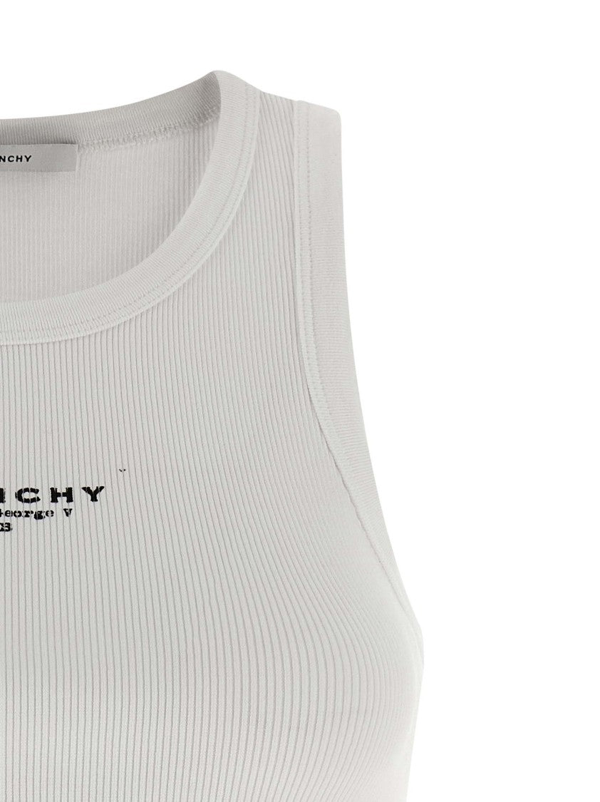 Givenchy Ribbed Cotton Sleeveless Top With Iconic Logo Print