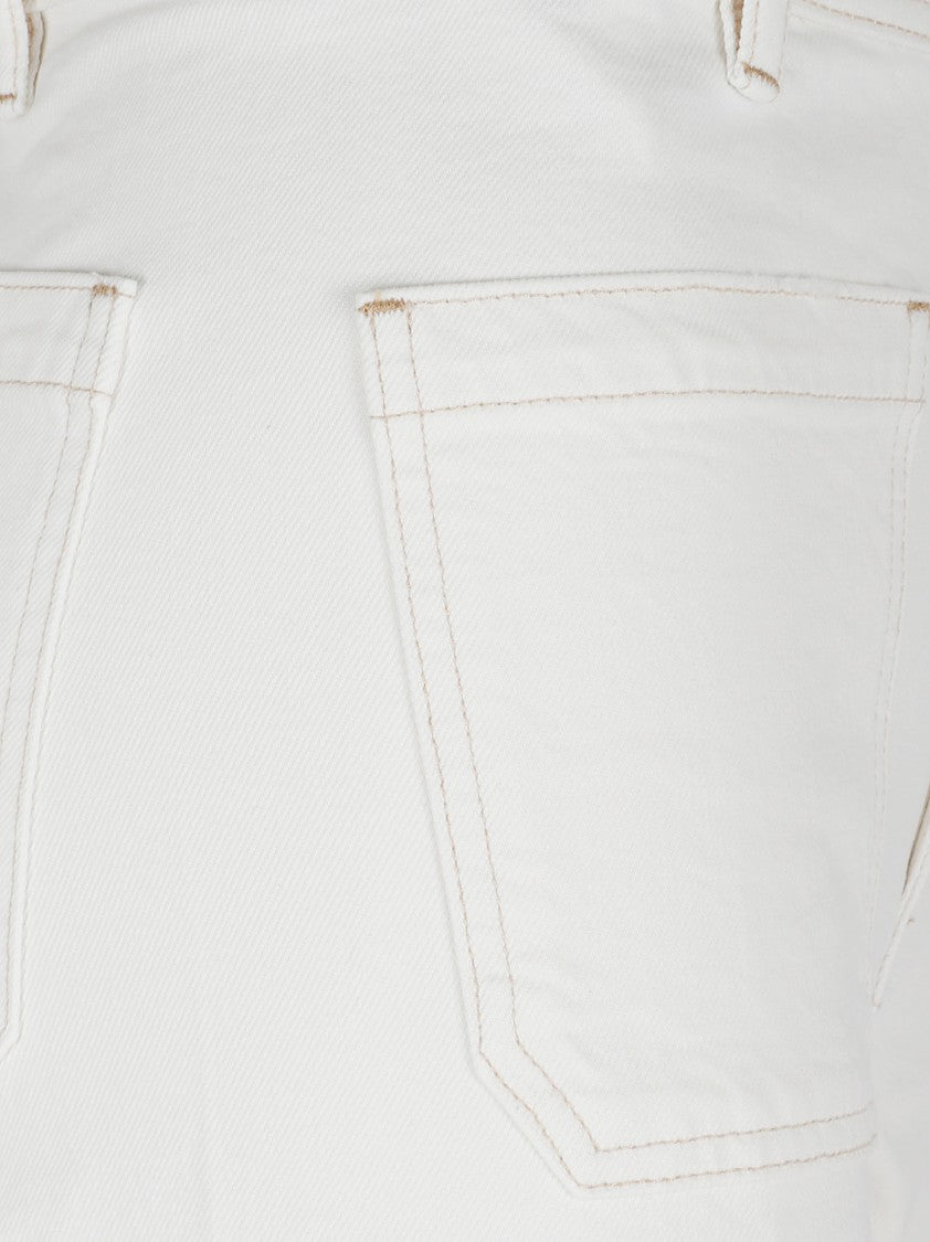 Polo Ralph Lauren High-Waisted Wide-Leg Denim Trousers With Signature Logo Button