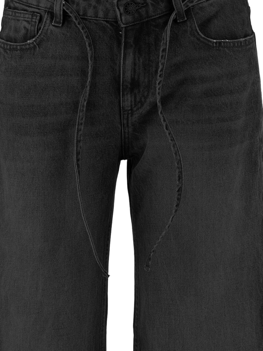 The Garment Black Wide-Leg Drawstring Cotton Denim Jeans